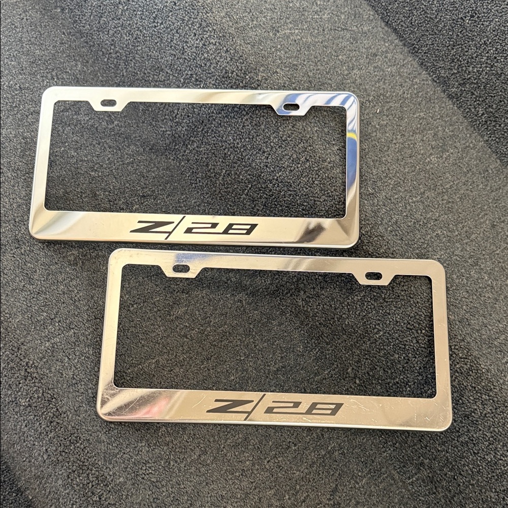 Chevrolet Chevy Z28 Chrome Silver License Plate Frame Set
